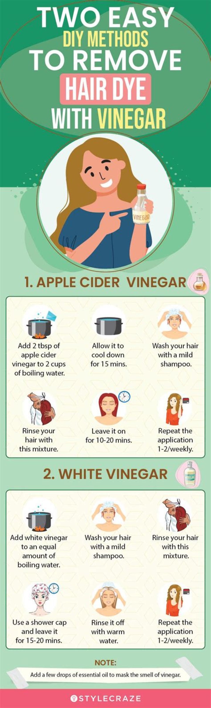 Does white vinegar remove hair dye?