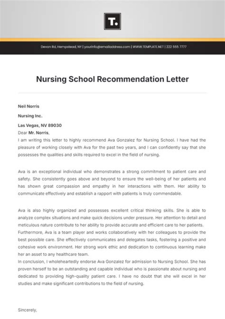 How do I write a letter of recommendation for nursing school?