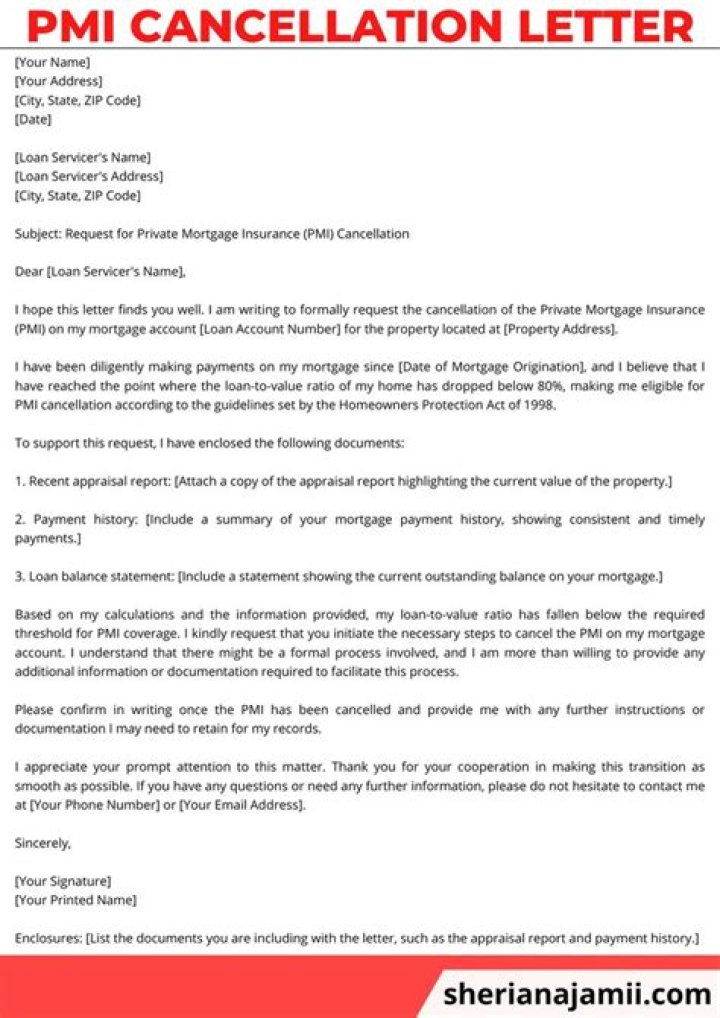 How do I write a letter to cancel my PMI?