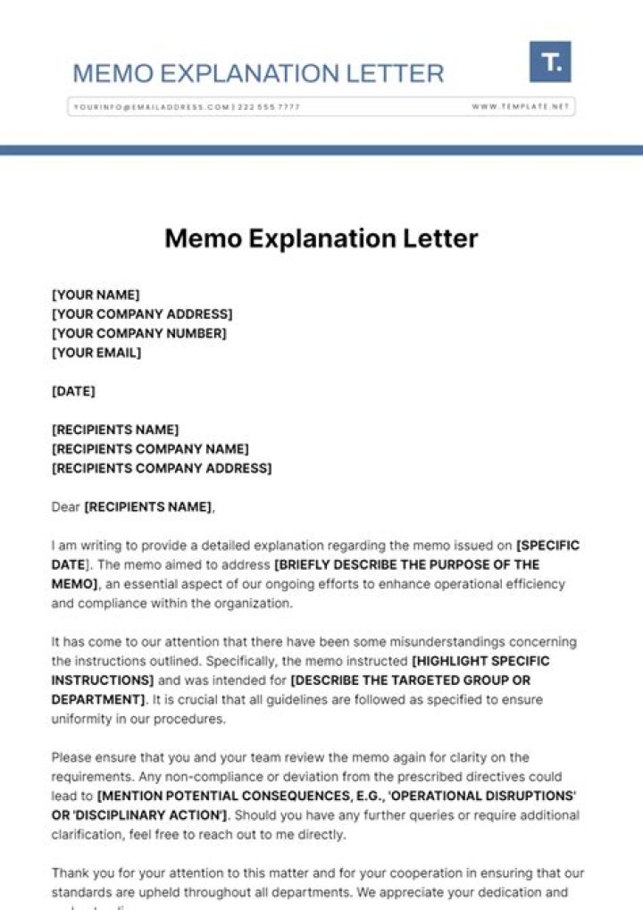 How do I write a memo for an explanation letter?