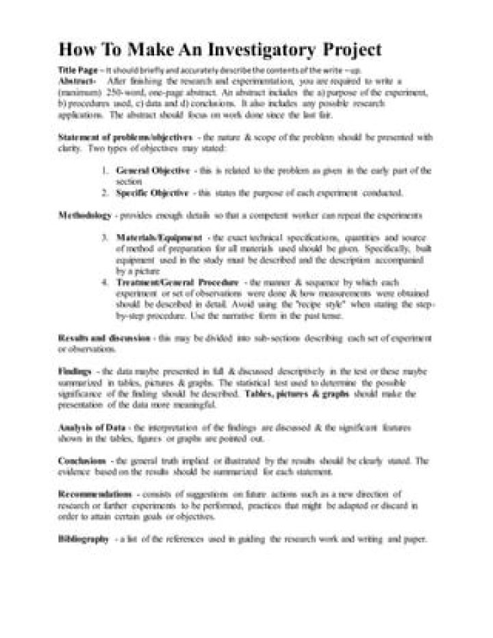 How do you create an investigatory project?