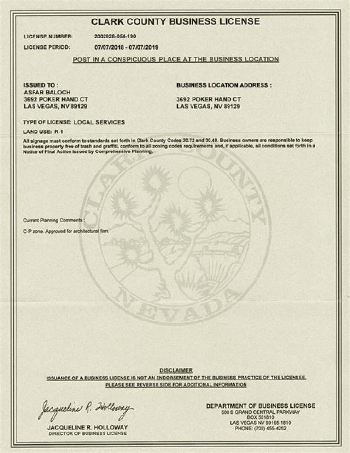 How much is Clark County business license?