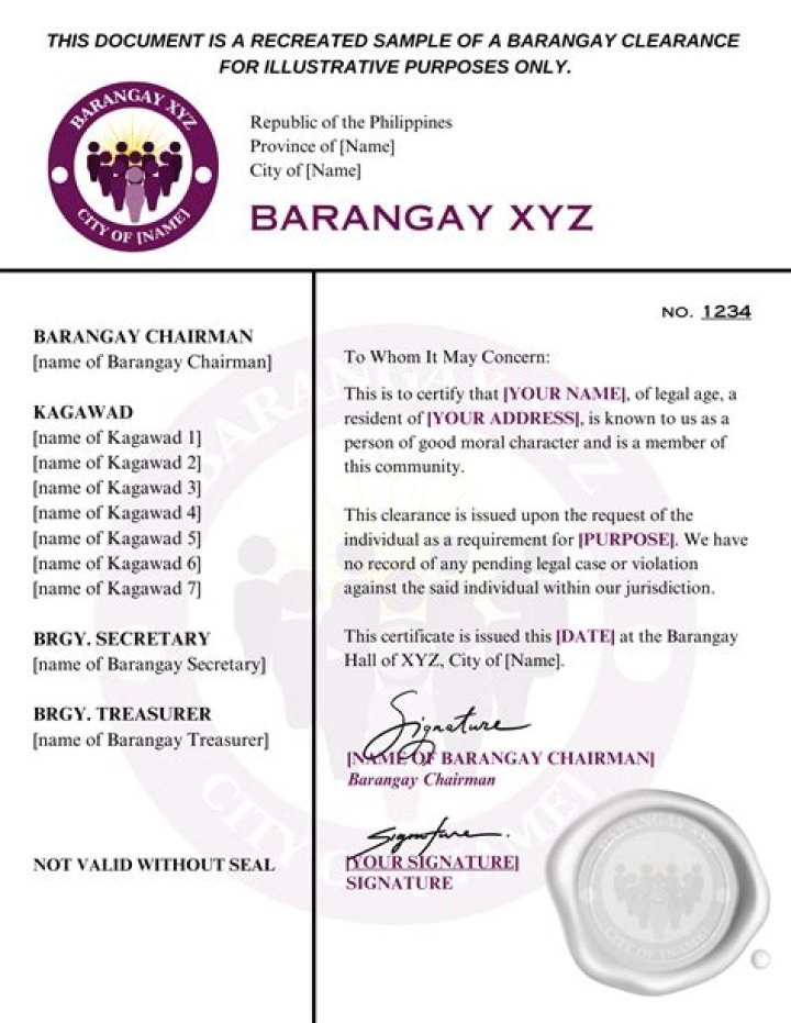 Is barangay certificate a valid ID?
