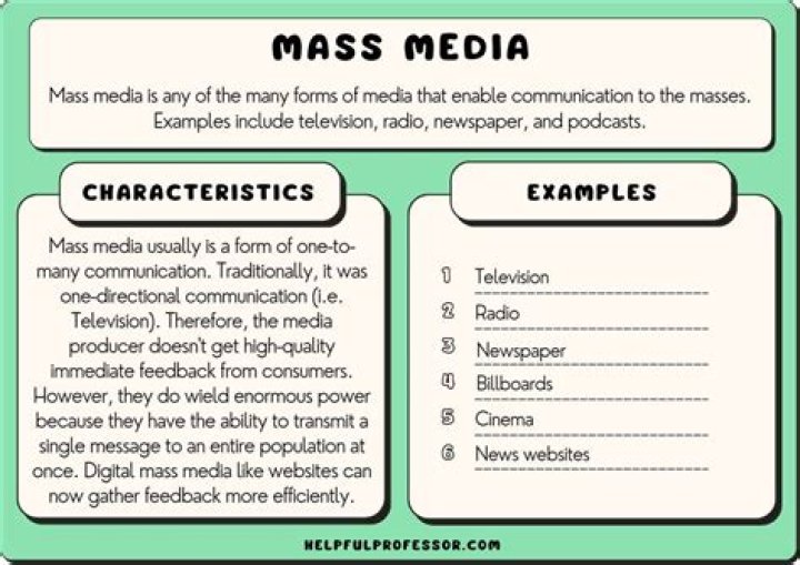 What are 5 examples of mass media?
