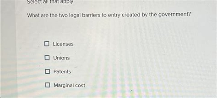 What are the two legal barriers to entry created by the government?