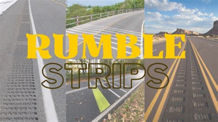 What do rumble strips on the road indicate?