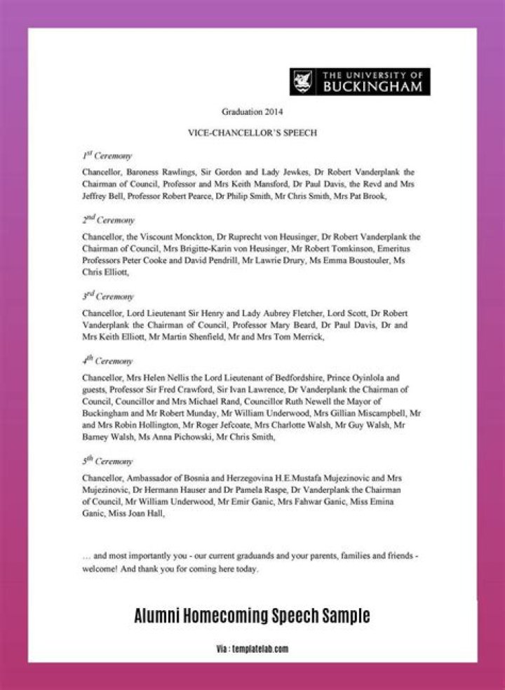 What do you say in a homecoming speech?