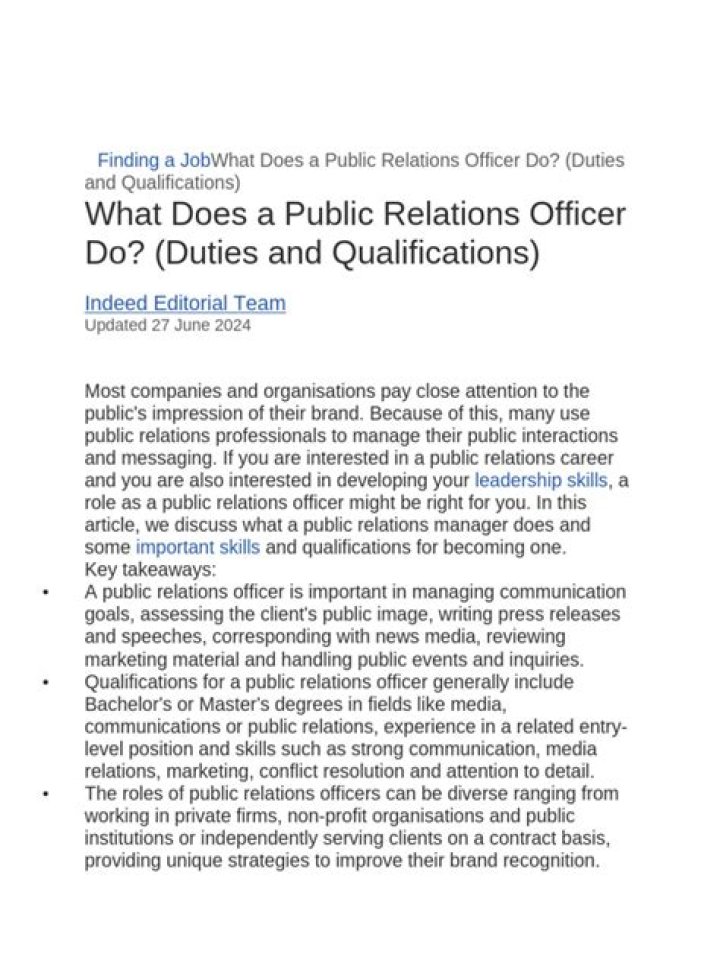 What does a public relations officer do?