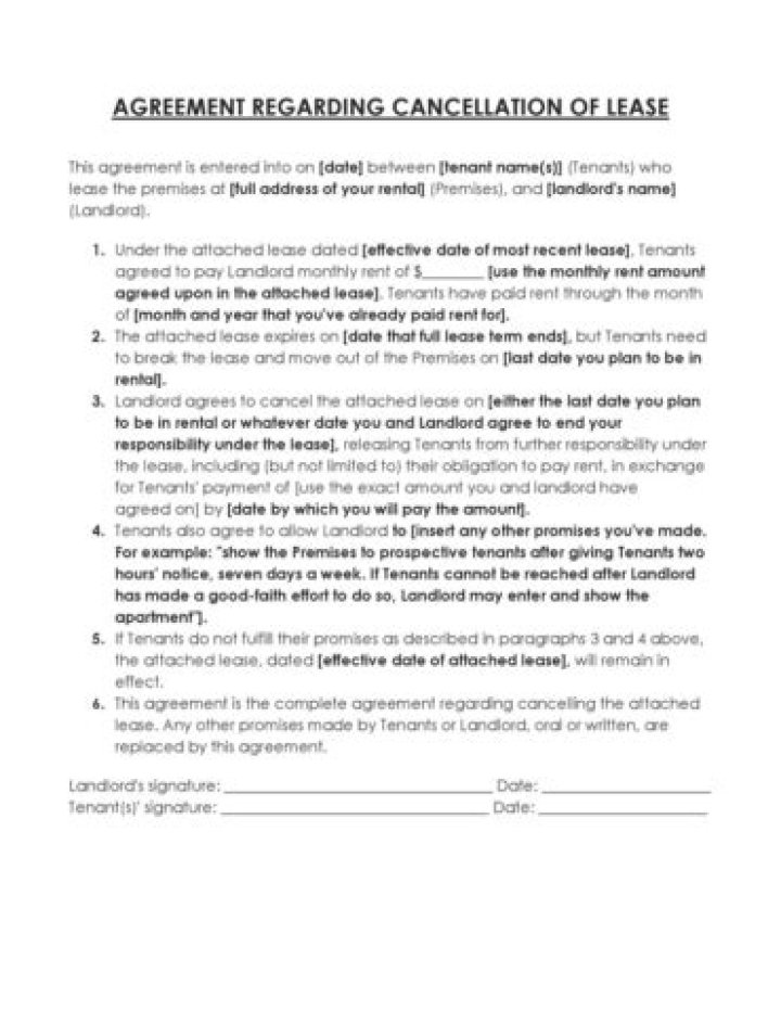 What is a cancellation clause in a lease agreement?