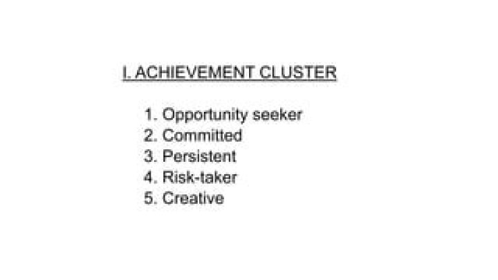 What is achievement cluster in entrepreneurship?