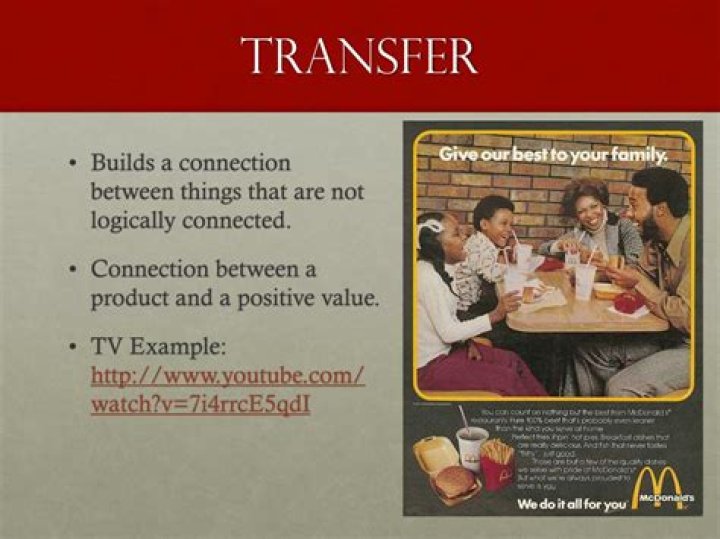 What is an example of transfer advertising?