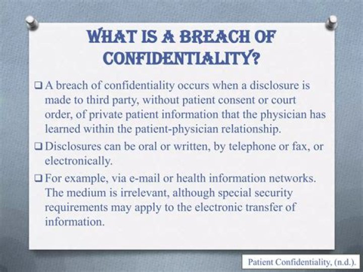 What is considered a breach in confidentiality?
