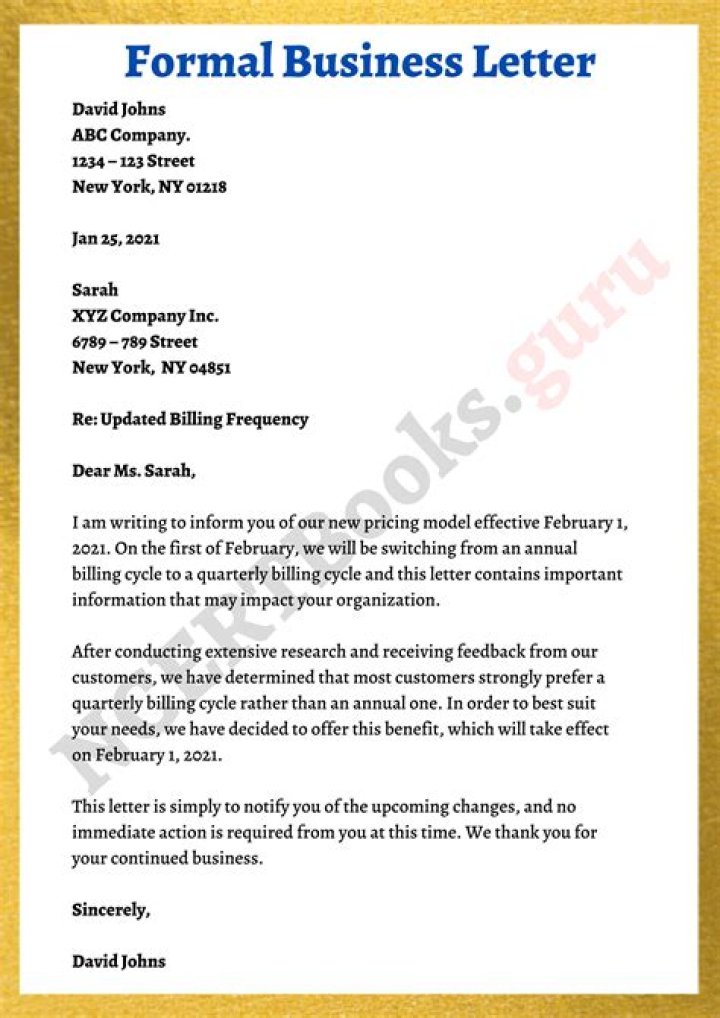 What is formal business letter format?