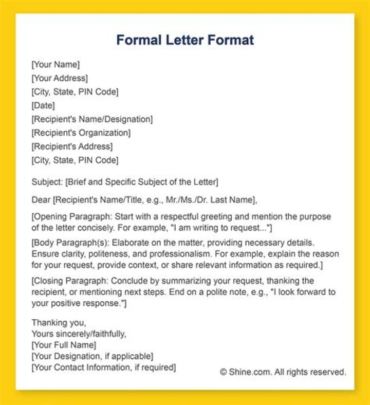 What is format of formal letter?