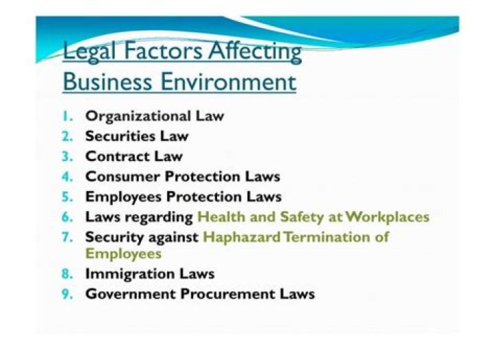 What is legal factors in business environment?