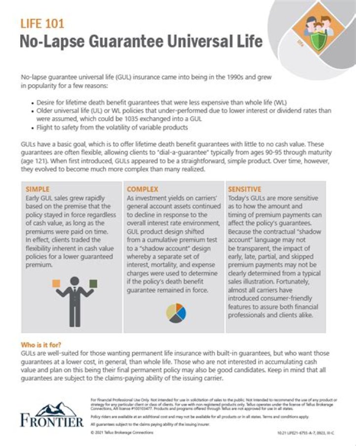 What is no lapse guarantee universal life?