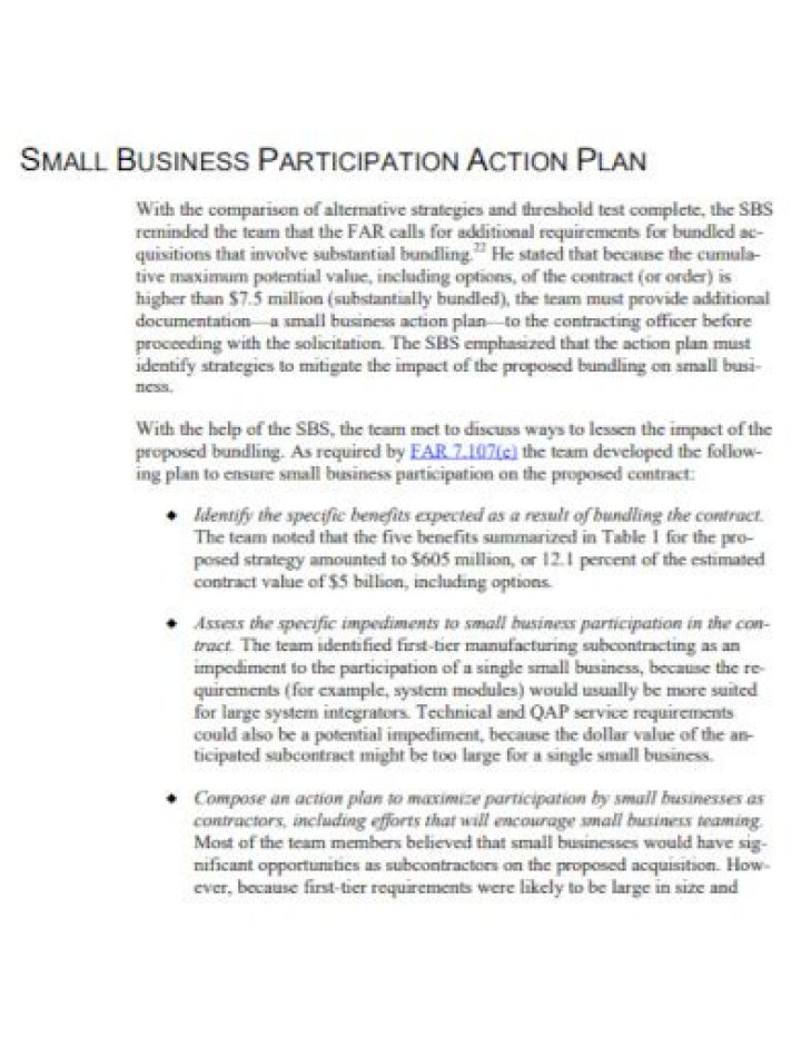 What is small business participation Plan?
