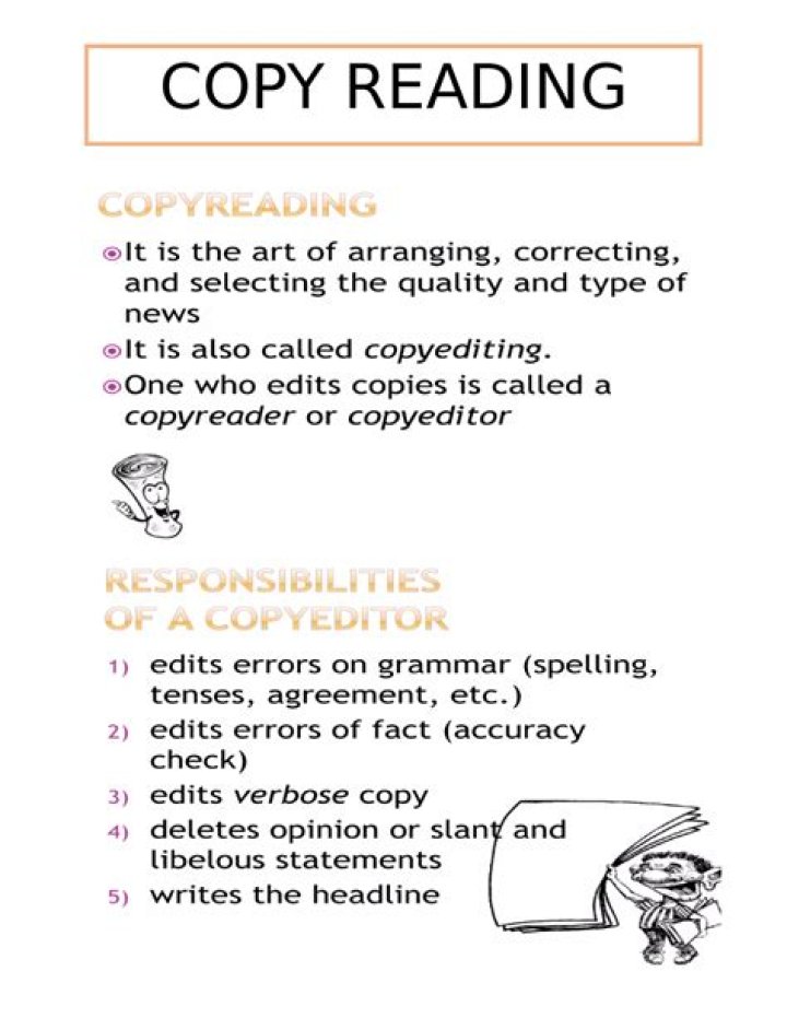 What is the copy reading the text?