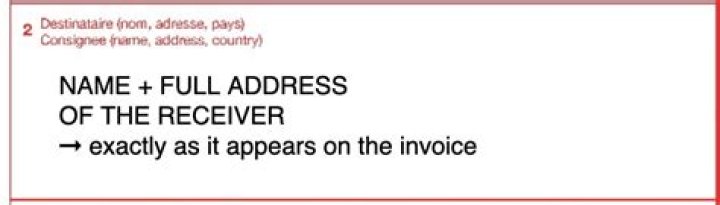 What refers to name and address of the receiver?