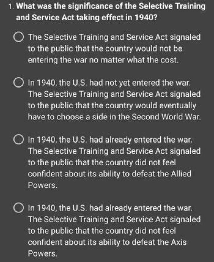 What was the significance of the Selective Training and Service Act?