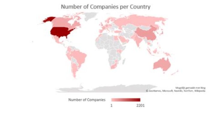 Which company is in the most countries?