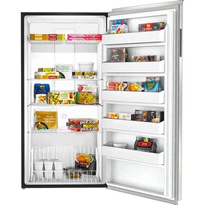 Which is the compressor side of an upright freezer?