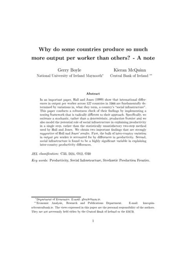 Why do some countries produce more output per worker than others?
