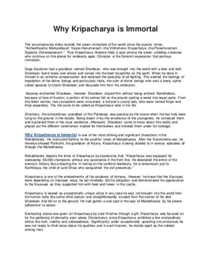 Why is Kripacharya immortal?