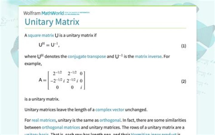 Why unitary matrix is important?